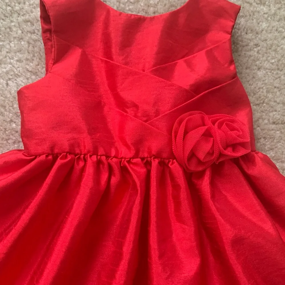 Carter’s Red Taffeta And Crinoline Formal Flower Girl Dress Size 9 mos